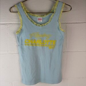 VTG Feathers International Charlotte Racing Lace Trim Tank Top, Medium